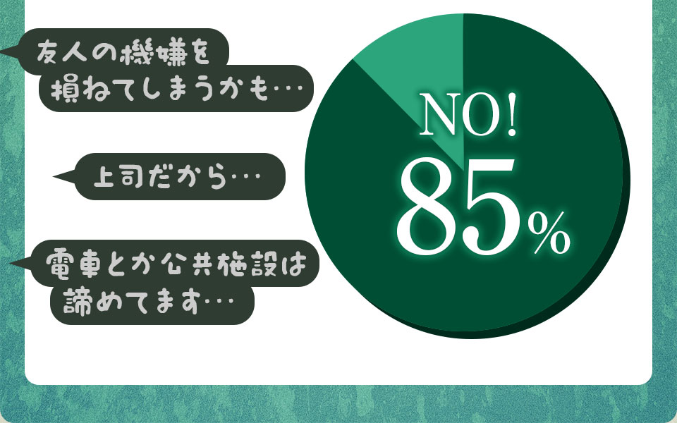 指摘したことがない人が85%