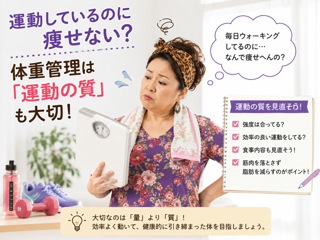 運動しているのに痩せない？体重管理は「運動の質」も大切